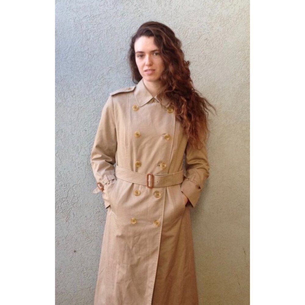 Jones New York Women’s Tan Double Breasted Trench Coat Size M - Picture 2 of 11